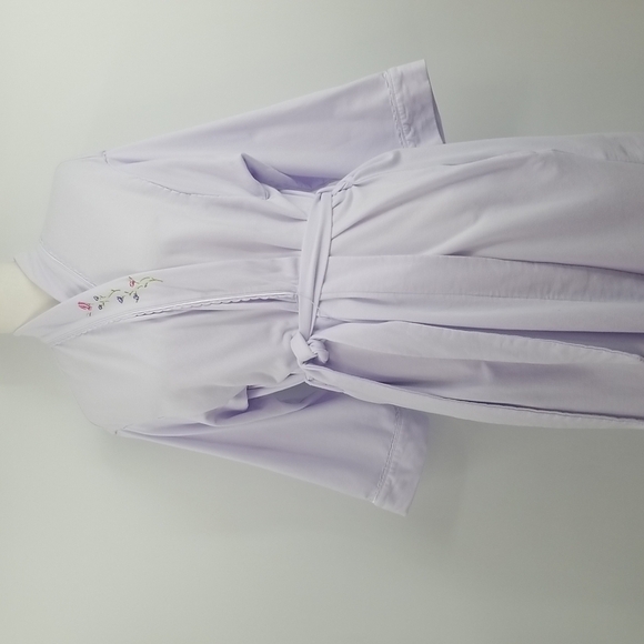 Villager Lilac Wrap Robe with Detached Belt Pockets Embroidered Details S:Large - Picture 1 of 13